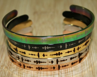 Sound Wave Bracelet -Engraved Baby Sound Waveform Ultrasound Gift for Dad, Mom Grandparents sound Cuff Bangel