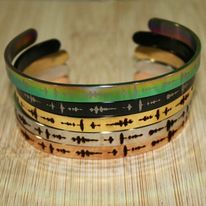 Sound Wave Bracelet -Engraved Baby Sound Waveform Ultrasound Gift for Dad, Mom Grandparents sound Cuff Bangel