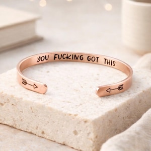 You Got This Bracelet Cuff / You Fucking Got This Cuff Gioielli per adulti - Acciaio inossidabile color oro rosa