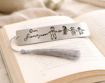 Kids Drawing Bookmark, Kids Actual handwriting bookmark Custom Art Bookmark Christmas Gift, Remembrance, Handwriting Keepsake, Mother’s Day