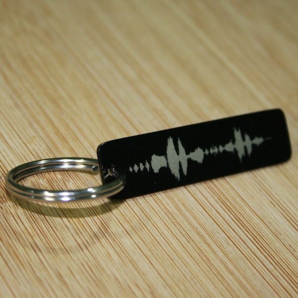 Custom 2 Sided Soundwave Keychain -Engraved Baby Waveform Ultrasound Heartbeat Gift for Dad, Mom Grandparentssound Keyrings