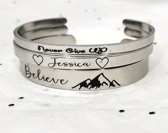 Custom Cuff Bracelets Custom Jewelry Personalized Engraved Gift For Mom Bridesmaid Gifts.