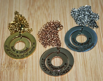 Stainless Steel Round Washer Donut Pendant 32mm Necklace Pendant