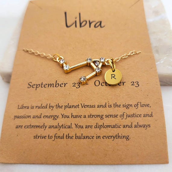 Custom Initials on Zodiac Jewelry | Astrology Bracelet | Zodiac Constellation | Zodiac Libra gift | New Year Gifts