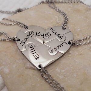 Necklace For 2/3/4/5/6 Best Friends BFF, Family Friendship Love Pendants Gift, Personalized Name Heart Puzzle Necklace