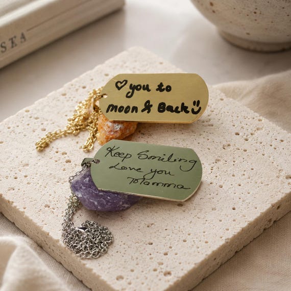 Actual Handwriting Necklace | Memorial Engraved Gifts  Custom Handwritten Pendant – Personalised Signature gift