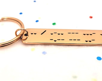 Funny Keychains for Women in Morse code Personalized  Customized Engraved Key Chain Keyring.