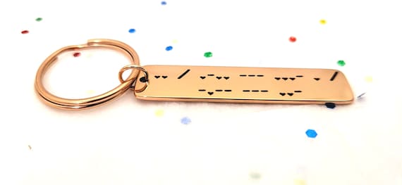 Funny Keychains for Women in Morse code Personalized  Customized Engraved Key Chain Keyring.