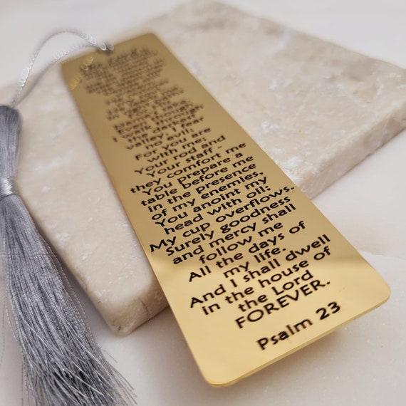 The 23rd Psalm Metal Bookmarks . Biblical Prayer. The Lord is My Shepherd Book Mark . Psalm 23 Prayer. Bookmarkers.