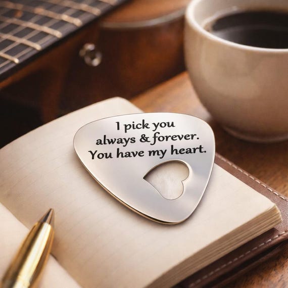 Personalized Stainless Steel Guitar Pick, Valentine's Day Gift for Him