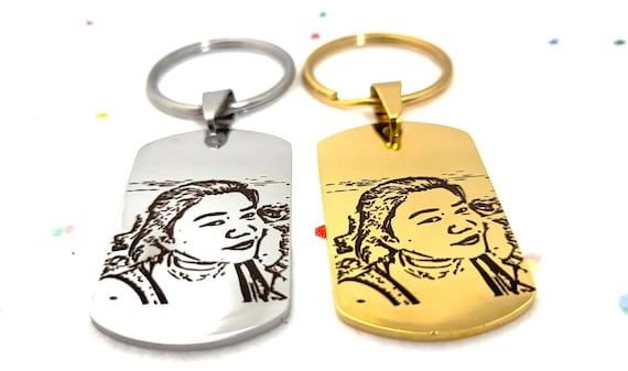 Custom Photo Keyring Portrait Key Chain Personalized Gift for Dad Best Gifts Fathers Day Gift Custom Engraved Jewelry