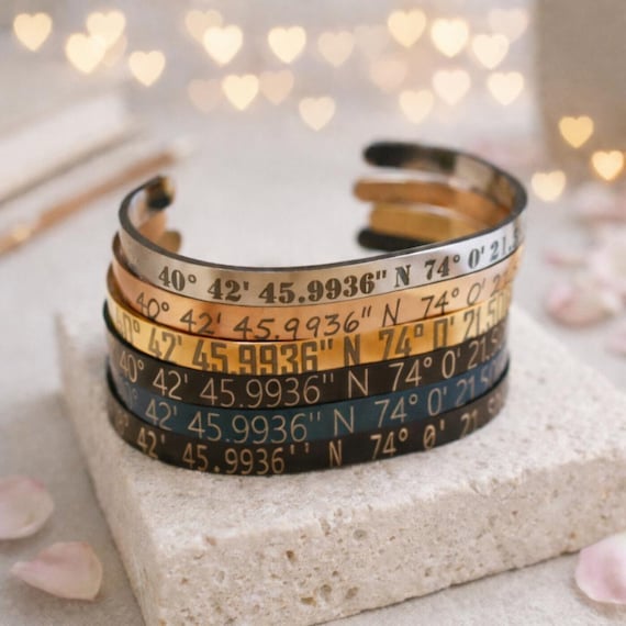 Custom Coordinate Bracelet, Personalized Latitude longitude bracelet, GPS Coordinates Bracelet, Coordinate Jewelry, Gift for Him