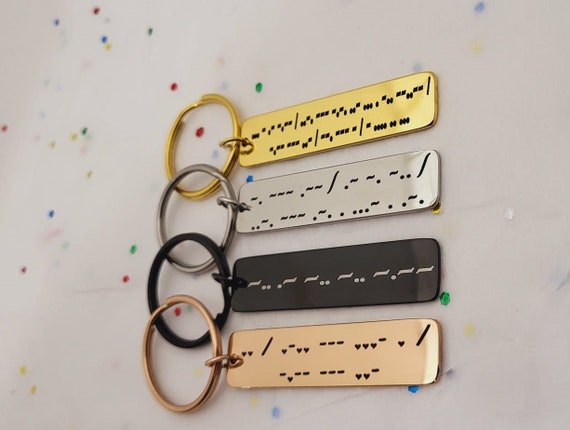 Dad Gifts from Daughter , Funny Morse code  Custom Message keychain for Father