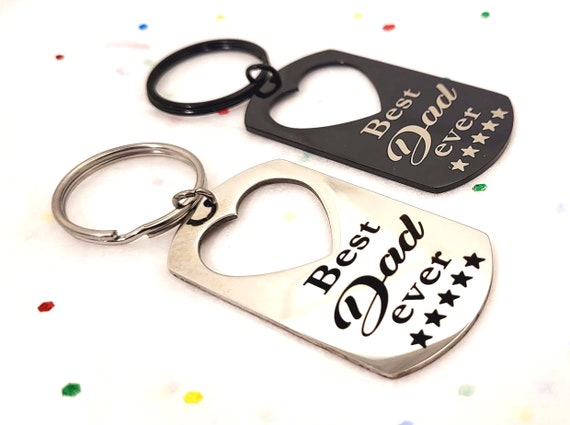 Personalized - Best Dad Ever Gift For Fathers Day Pocket Jewelry for Dad Key Chain - Dad or Step Dad Gifts