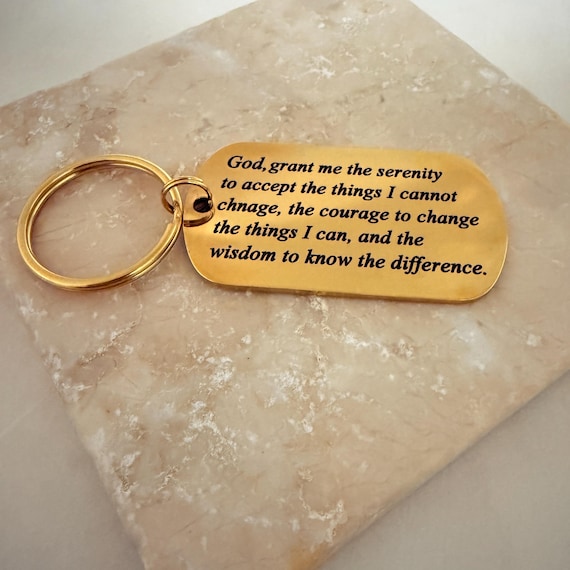 Serenity Prayer Keychain, Serenity Prayer Keyring Gold Tone Keychain Gift
