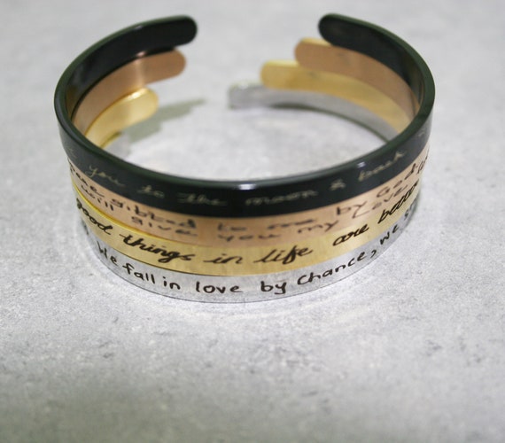 Actual Handwriting Bracelet, Handwriting jewelry gift for women men him cuff