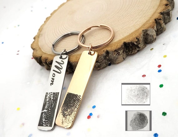 Finger print Key chain - Loved One Thumbprint- Memorial Jewelry - Meaningful Christmas Gifts - Personalized Thumb Print Keychains