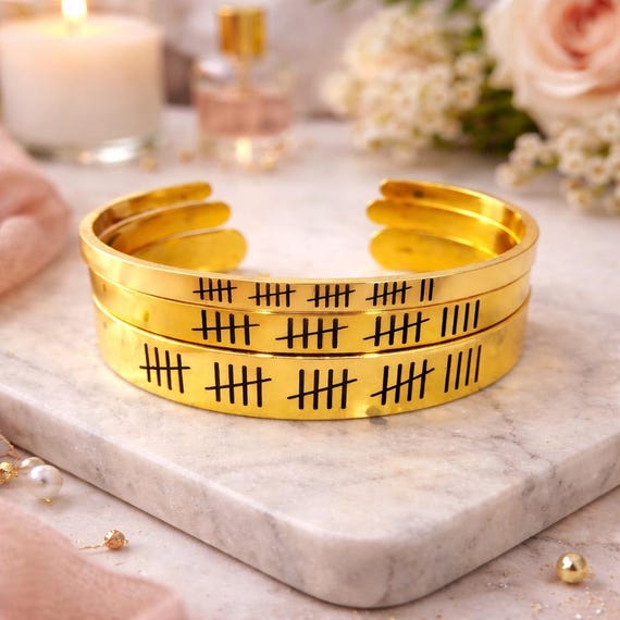 Customized Tally mark Wedding Anniversary Bracelet gift for him her men women
