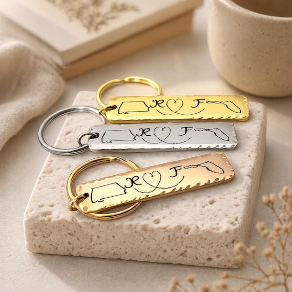 State Keychain Long Distance Personalized Gift State Jewelry Relationship Gift Birthday Gift Best Friend Jewelry States Keyring