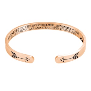 Whenever You Feel Overwhelmed Remember Whose Straighten Your Crown Bracelet for Women Girls 2 Keep Going Bracelet Cuff Stainless Steel for Women