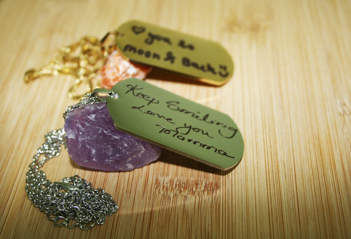 Personalized Handwritten Military Dog Tag Necklace – Custom Memorial Jewelry Gift for Veterans & Loved Ones
