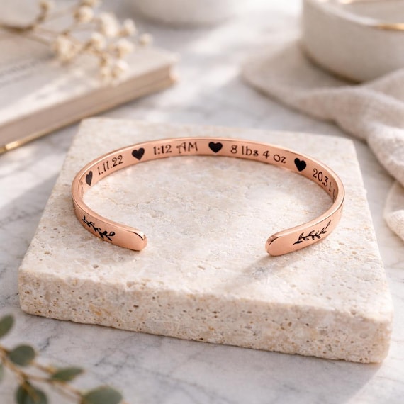 Newborn Baby Birth Stats Bracelet, Gift for Mom after Birth, New Mom Jewelry, Custom made Gift for New Mother, couple, colleague, sister