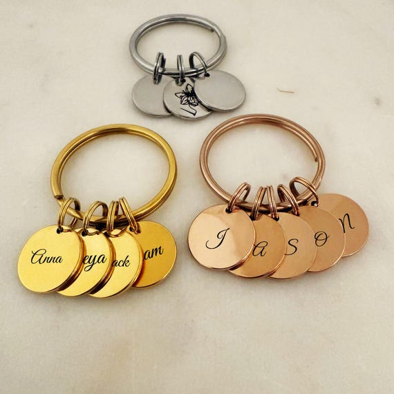 Custom Charm Keychain. Personalize a Name Initials on charm keychain as Christmas Gift.