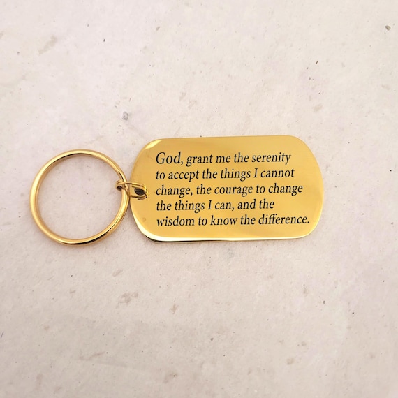 Serenity Prayer Keychain, Serenity Prayer Keyring Gold Tone Keychain Gift