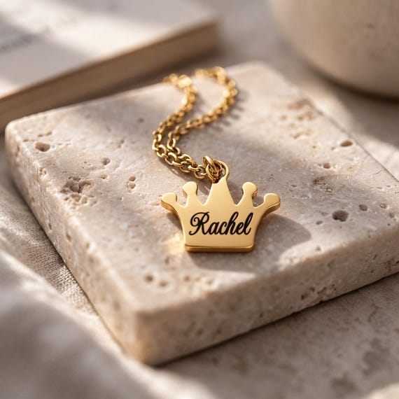 Dainty Personalized Crown Necklace | Daughter, Niece, Princess, Tiara, Queen Pendant