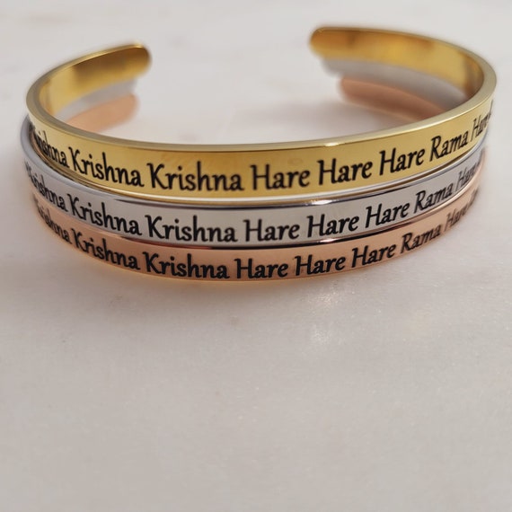 Hare Krishna Hare Rama Bracelets. Unisex , Metal Bracelet, Maha Mantra Hare Krishna.