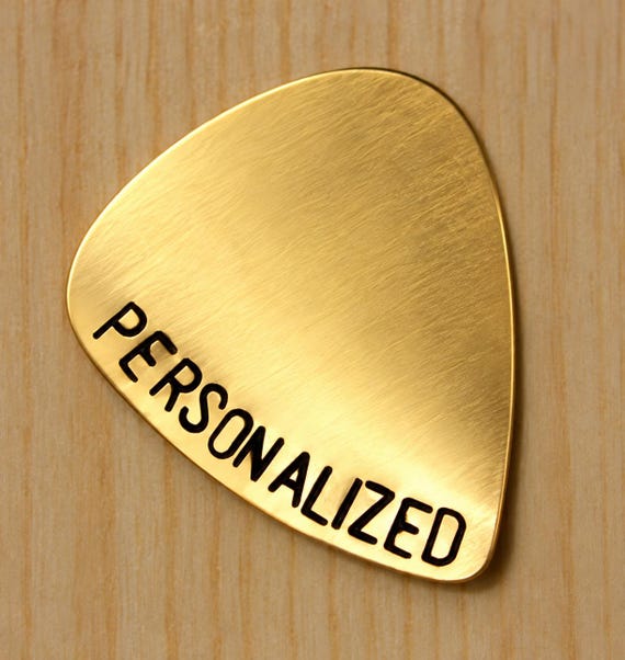 Personalized Mothers Day Engraved Guitar Pick Keychain Custom Keychain, Gold tone Pic plectrum