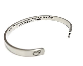 Live in the moment Bracelet, Inspirational Bracelet,  Quote Jewelry