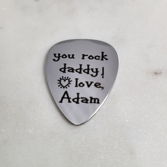Personalized NAME -You Rock Daddy guitar pick Gift for Men Dad Daddy Father Papa Dadda - Unique Fathers Day Gift