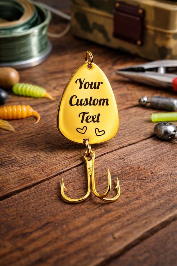 Valentine Gifts  - Personalized  Fish Hook - Custom Engraved Fishing Lure for Valentine's Day