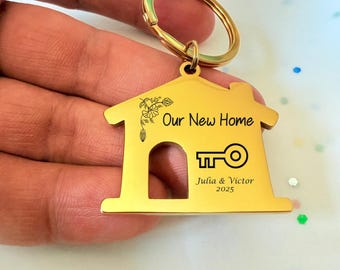 Il nostro nuovo portachiavi personalizzato per la casa / Regalo di inaugurazione della casa, Nuovi proprietari di casa, Regalo per la nuova casa