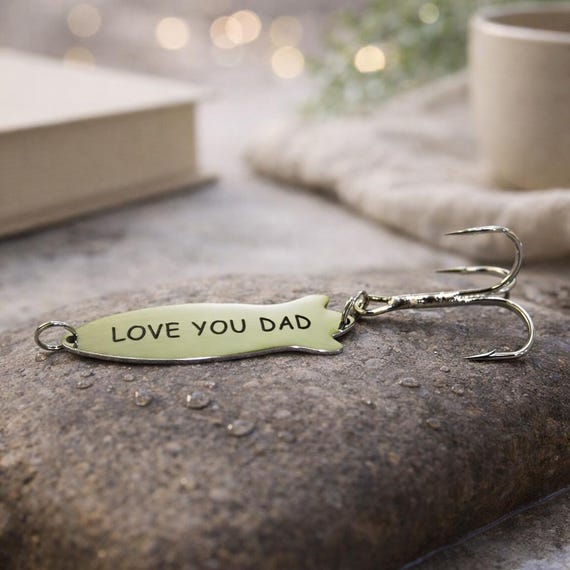 DAD - Engraved Gift for Father gift Fish Hook from Kids Daughter Son