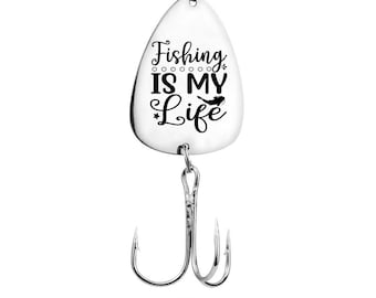 Fishing is my Life - Christmas Gift for Dad, Gift for Father, Gift for Daddy - Custom engraved Fishing Hooks Fishing Lures | Father Gifts