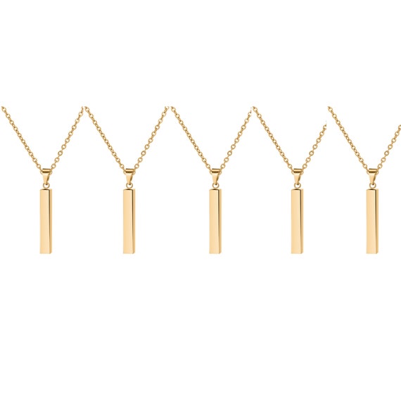 5 x Blanks stainless bar necklace blank | bar stamping blank | bar necklace stainless steel Gold Tone & Rose Gold