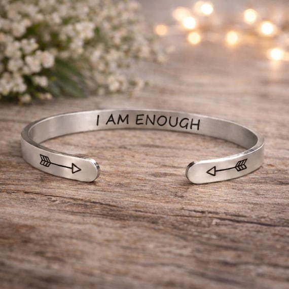 I am ENOUGH Cuff Bracelet - Stainless Steel Affirmation Jewelry