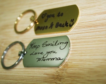 Actual Handwriting KeyChain Memorial Gift - Signature engraving personalized handwriting on Key Chain