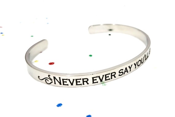 Never Give Up Bracelet, Inspirational Bracelet Cuff Gift for Friend. Never ever say you'll give up.