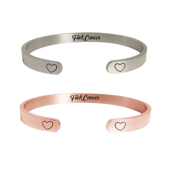 Cancer Fighter Gifts - Prostate, Breast, Ovarian Fuck Cancer Jewelry Bracelets & F Cancer Quote Cuffs Support Awareness Gift.