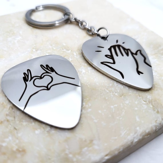 Personalized Hand gesture Guitar Pick, ASL Hand Gestures Guitar Pick Keychain - Hand Gestures, Hand heart-Peace-Thumbs Up Love Sign Gift