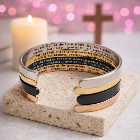 Personalize a Prayer Bracelet . Custom Engraved Prayer on Bracelet Cuff for Him Her Mom Dad Friends Mom Women Friends.