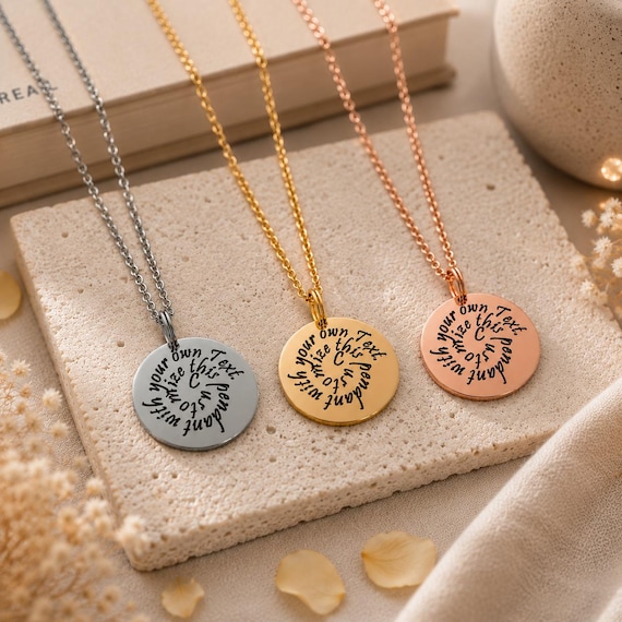 Personalized Spiral Text Necklace: Custom Message pendant necklace for him and her