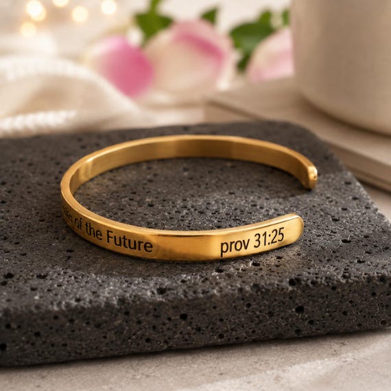 Proverbs 31:25 - She is clothed with strength and dignity Daily Reminder Bracelet Christian Gift for Women Mom Christian Jewelry Gifts