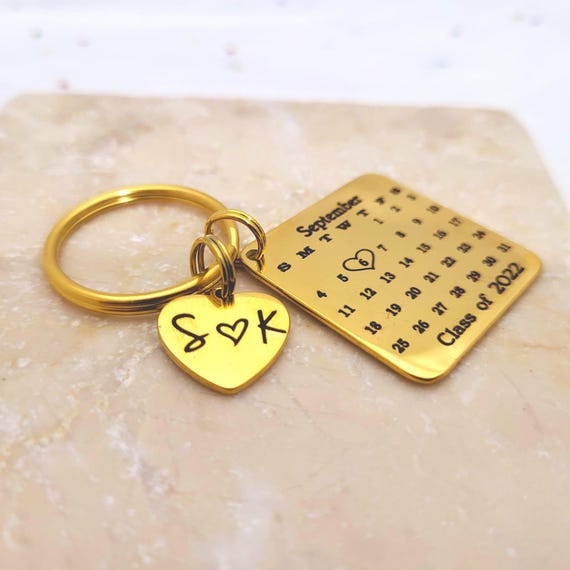 Custom Wedding Date Keychain, Anniversary Date Gift, Engagement Date Gift, Wedding Custom Date Personalized Calendar Month Key chain