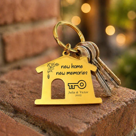 New Home, New Memories Keychain Gift | House-warming Gift, New Homeowners, New Home Gift
