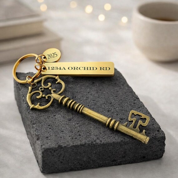Personalized Skeleton Key Ornament, New Home House-warming Gift, First Christmas Home