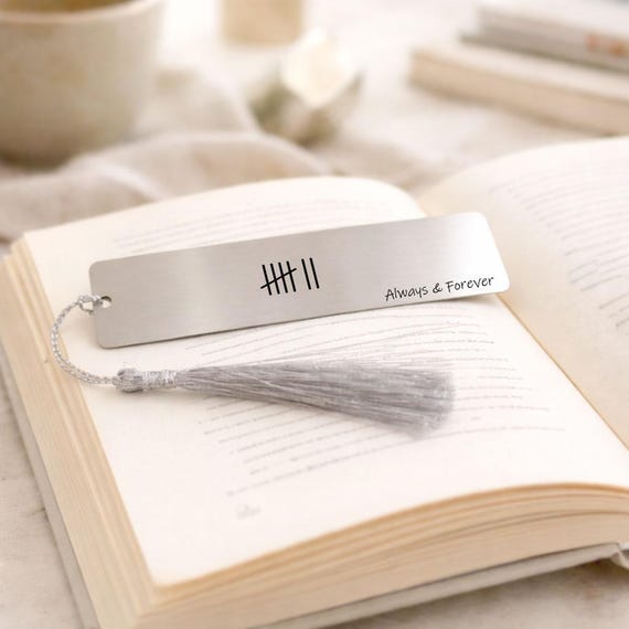 Engraved Tally Marks, Book Lover Gift: Personalized Stainless Steel Bookmark